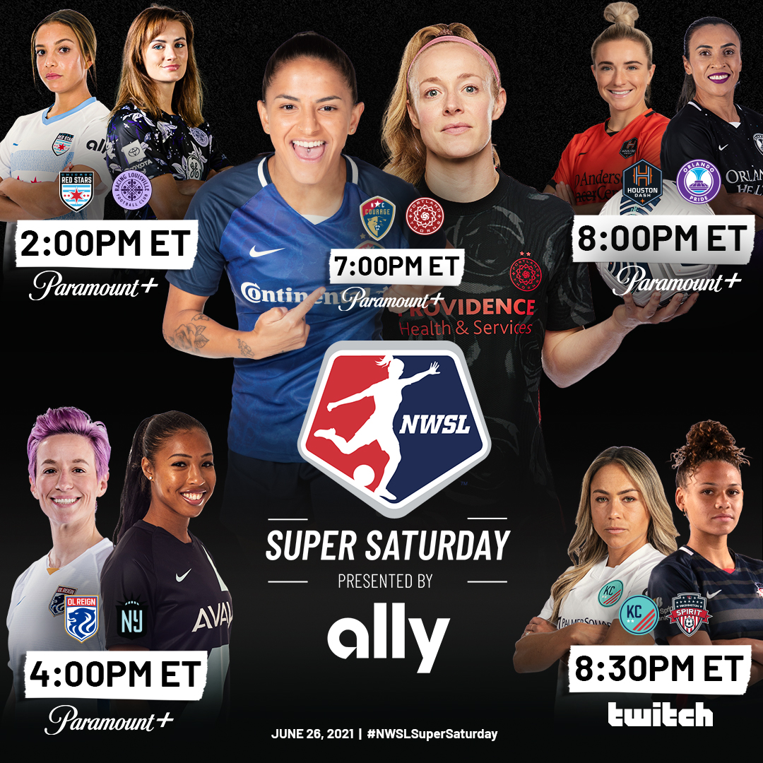 It's #NWSLSuperSaturday and we're kicking off the day right by giving away an 𝗢𝗳𝗳𝗶𝗰𝗶𝗮𝗹 𝗡𝗪𝗦𝗟 𝗠𝗮𝘁𝗰𝗵 𝗕𝗮𝗹𝗹 ⚽️ 

Retweet this tweet and follow the <a href="/NWSL/">National Women’s Soccer League</a> official account to be entered to win 📲

[18+; US only; NoPurchNec. Rules: nwsl.us/SSRules]