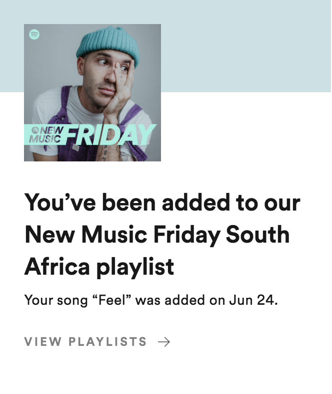 DAVID_G_THORPE's tweet photo. 'Feel' made it onto #NewMusicFriday !!

Thanks @SpotifySA 🖤

To the playlist: https://t.co/1V8sWP36mO
To the track: https://t.co/YT5Ob6Hmxh https://t.co/PhM4ygvqMq