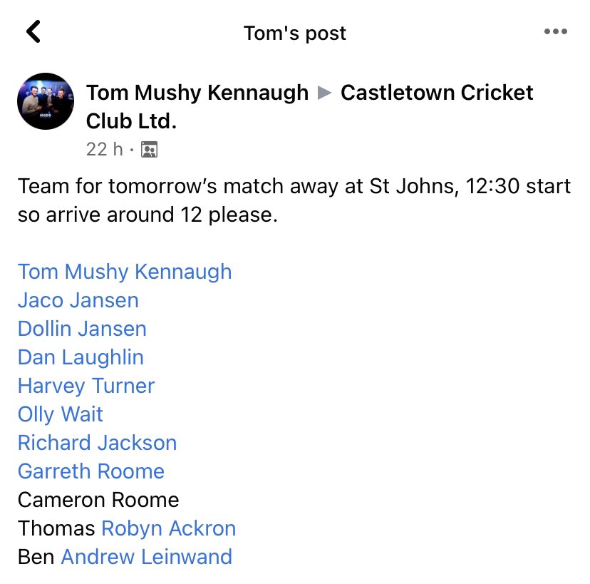 Today’s team to face Peel &amp; St Johns 👊🏼
