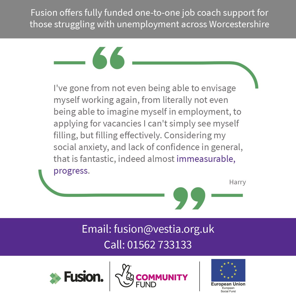 FusionWorcs's tweet image. You don&apos;t need to feel ready for work right now to join the BBO program. We take the time to get to know you and the things you may be personally struggling with for work. Email fusion@vestia.org.uk or call 01562 733133 for more info.
@TNLComFund #tnlcomfundesf #WeBelieveInYou