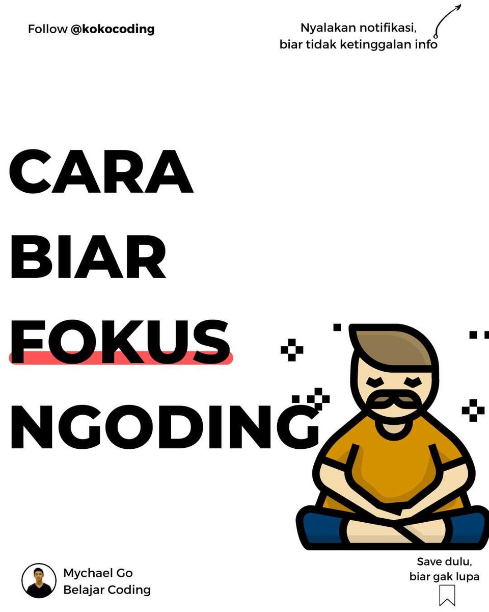 mychaelgo's tweet image. instagram.com/p/CQlEuLNBeSa/ 
🧑🏼‍💻 Buat yang kadang kurang fokus, nih gw kasih tips supaya kalian lebih fokus saat ngoding 👆🏻👆🏻
 
-
#programmingindonesia #ngoding #belajarngoding #ngodingtime #ngodingasik #ngodingdarirumah #ngodingbareng #ngodingyuk #ngodingforlife #
