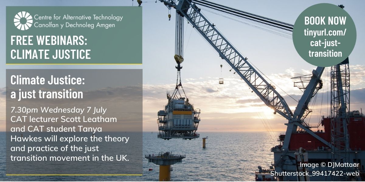 How can we create a low carbon society while protecting workers and communities from the impacts of change?

Join CAT lecturer Scott Leatham and CAT student Tanya Hawkes to explore on our free webinar.

7.30pm Wednesday 7 July
cat.org.uk/events/free-we…