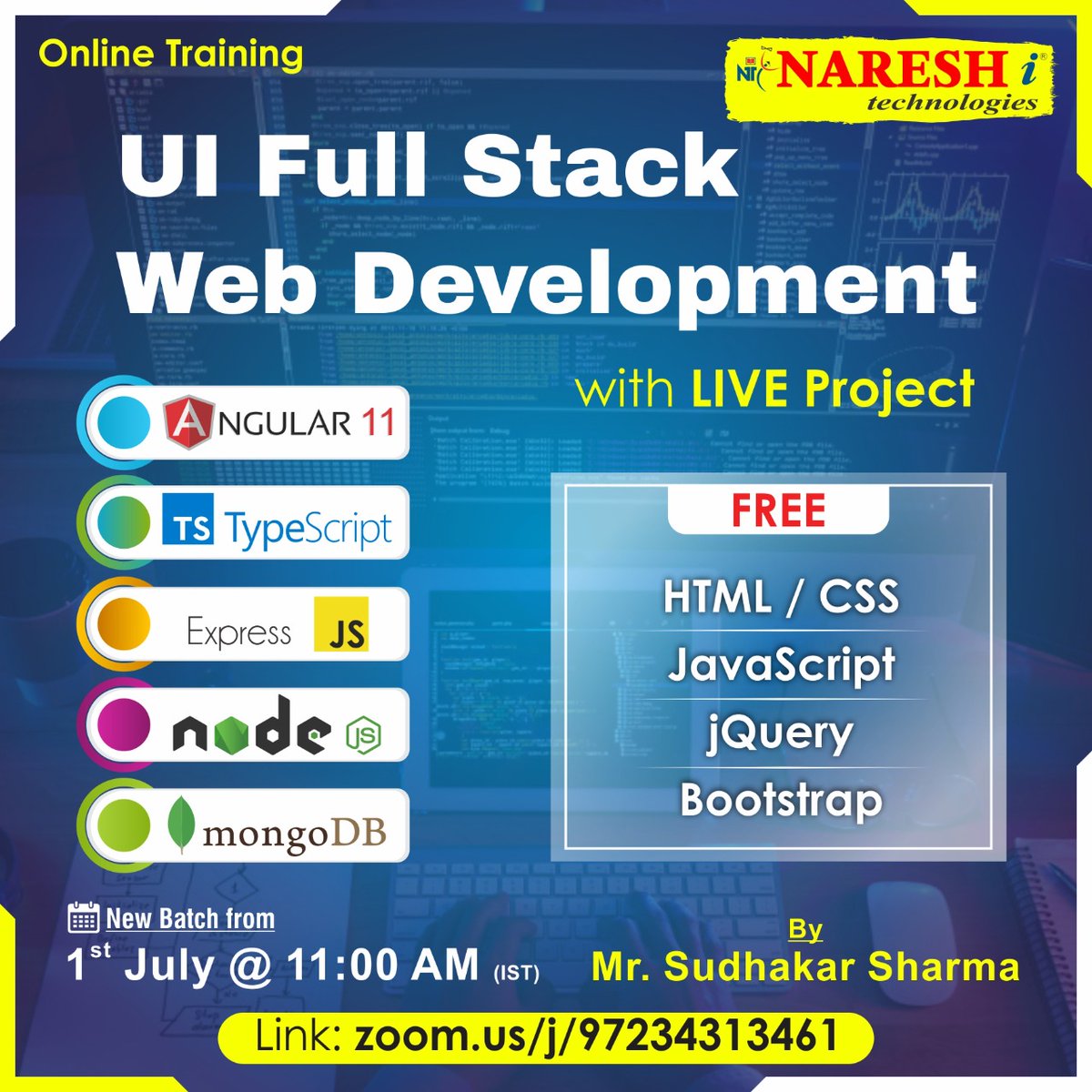 nareshitech's tweet image. ✍️Enroll Now: zcu.io/tEVM
👉 Attend Free Online Demo On UI Full Stack Web Development By Mr. Sudhakar Sharma.
📅Demo on: 1st July @ 11:00 AM (IST).
For More Details:
🌐Visit: zcu.io/mo03 

#Uifullstack #webdevelopment #angular11 #typescript #nodejs #it