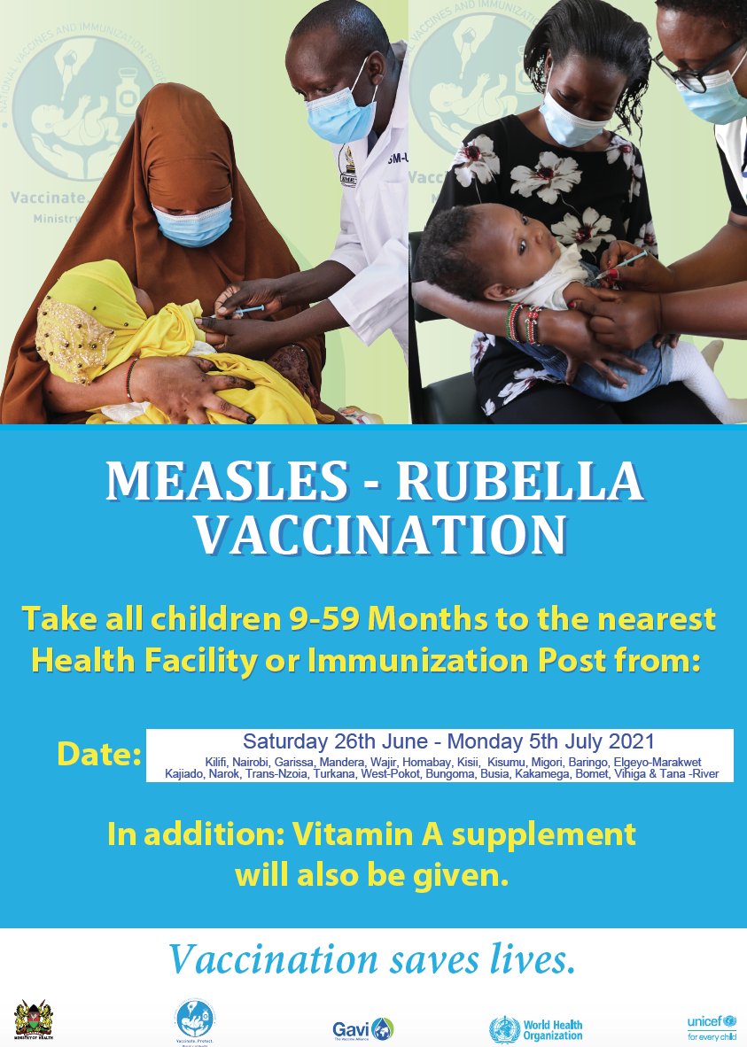 Vaccination campaign kicks off! Vaccinate to protect our future generation against Measles, Rubella Disease.
#Vaccinatetoprotect
#Vaccinesavelives
@gavi
@UNICEFKenya
@WHOKenya 
@MOH_Kenya
