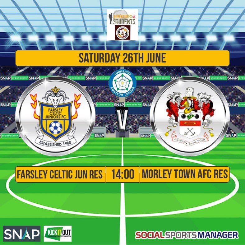 FCJFC Open Age (@farsleycelticjn) on Twitter photo Final game of the season today for both teams
Thanks to <a href="/Adventures_FS/">Adventures For Students ✈️🌍</a> and Bradford city FITC for the match sponsor 👏🏻 Final game of the season today for both teams
Thanks to <a href="/Adventures_FS/">Adventures For Students ✈️🌍</a> and Bradford city FITC for the match sponsor 👏🏻