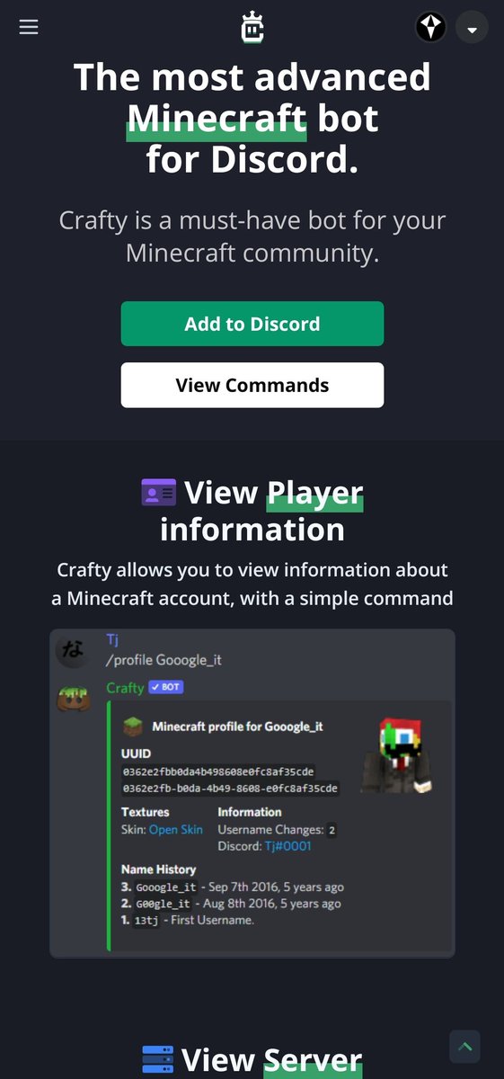 Crafty — The Advanced Minecraft Discord Bot