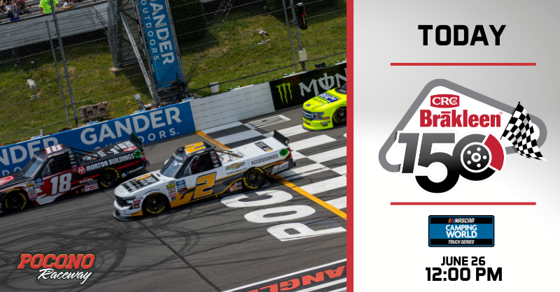 PoconoRaceway's tweet photo. Good Morning Race Fans! It's Race Day!

We get things started off today with the #CRCBrakleen150! The @NASCAR_Trucks action gets underway at 12pm! #PoconoDouble https://t.co/FpajtH9Ge2