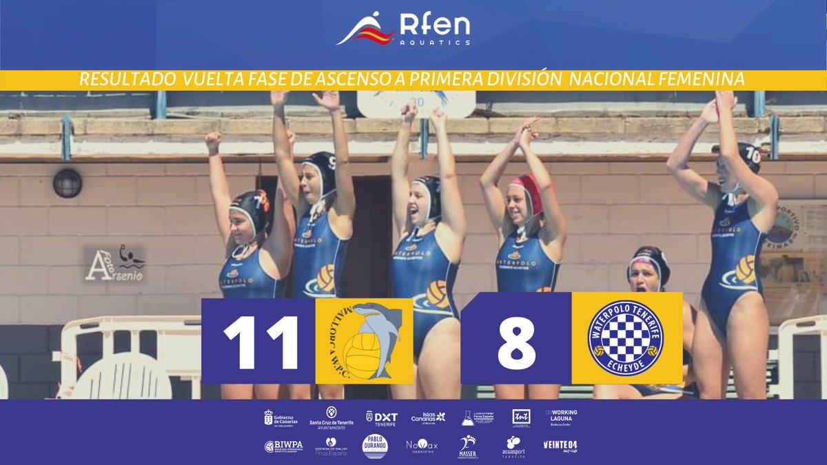 🕒FINAL | 11-8 | SIIIIII SON HISTORIA DEL WATERPOLO FEMENINO TINERFEÑO 😍🙌🏴󠁧󠁢󠁳󠁣󠁴󠁿 Las #GuerrerasEcheyde 🤽‍♀️ lo hicieron, resistieron la renta de 4 goles ante un gran <a href="/MallorcaWC/">MALLORCA WATERPOLO</a> y son equipo de PRIMERA 💪🏆 ASCENSO merecido para el #CNEcheydeTimbeque Femenino 👏👏 ENHORABUENA CHICAS