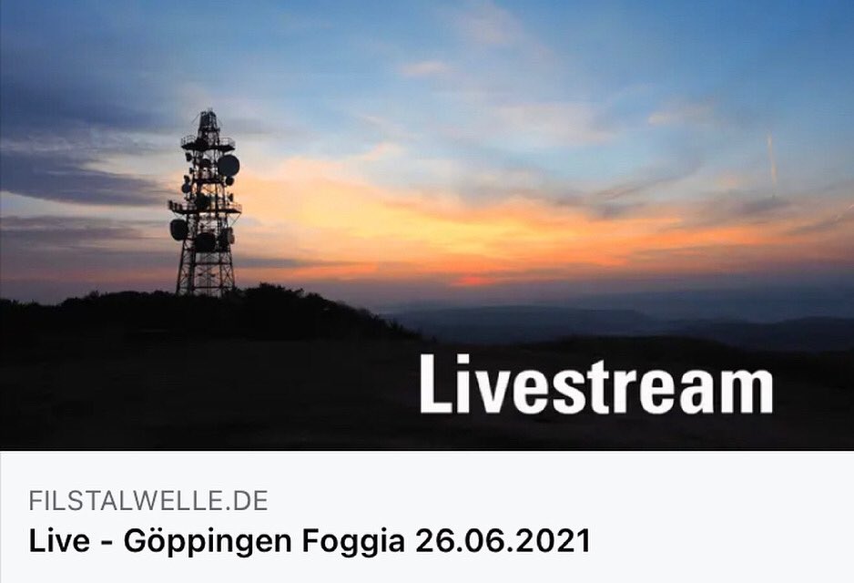 🏵 50 ANNI GEMELLAGGIO GÖPPINGEN - FOGGIA 🏵
LETTURA BILINGUE DI POESIE ITALIANE CONTEMPORANEE

📝 Sabato 26 Giugno 2021
⏰ ore 19 
📌 Ex-Centrale Elettrica Göppingen

🔸 Lettura
Teresa de Nichilo &amp; Tina Stroheker

🔸Musica
Hartmut Zeller, pianoforte
Dan Roncari, fiati