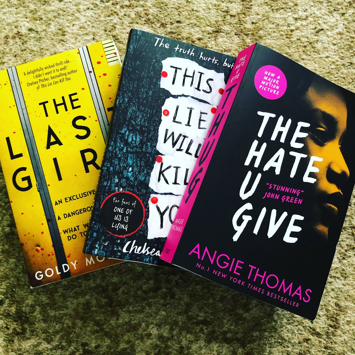 Charlie_B_88's tweet photo. My latest YA reads - highly recommend them all! #BookWorm #YAbooks #YA #thehateyougive #thisliewillkillyou #thelastgirl https://t.co/zeVFNW3Vm1