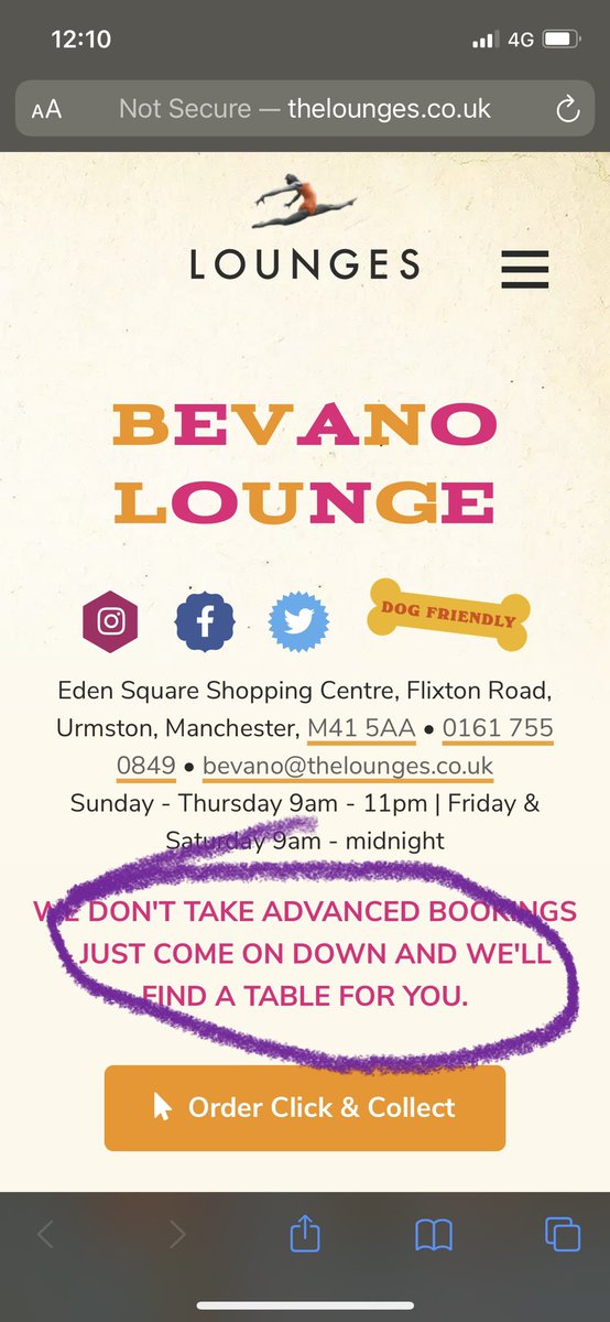 Bexage's tweet photo. So much for a family Birthday meal at @BevanoLounge in Urmston. Turn up early and are turned away for a table for 4 adults and 2 kids when the place is half empty. Maybe you ought to rephrase your promise?? https://t.co/OLgxkK50F9