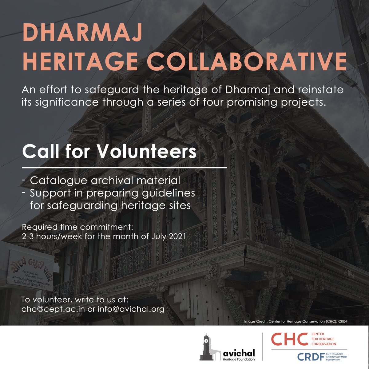 chccept's tweet photo. We welcome volunteers to join us for project-related activities supporting the 'Regeneration of the Library' and 'Conservation Site School'.
 
To volunteer with us, write to: chc@cept.ac.in or info@avichal.org
 
@lowercasevowels
@alpita_zim
@ashna2106
@CeptResearch https://t.co/5NTJiZCIj3