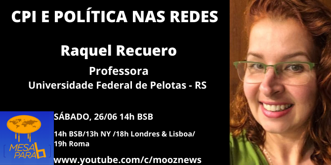 moozBRASIL's tweet photo. Logo mais às 14h BSB! @raquelrecuero Vamos discutir como o Brasil faz política nas redes sociais especialmente durante a pandemia. 
https://t.co/90Mb3zhFWC https://t.co/z3m0SbWvRe