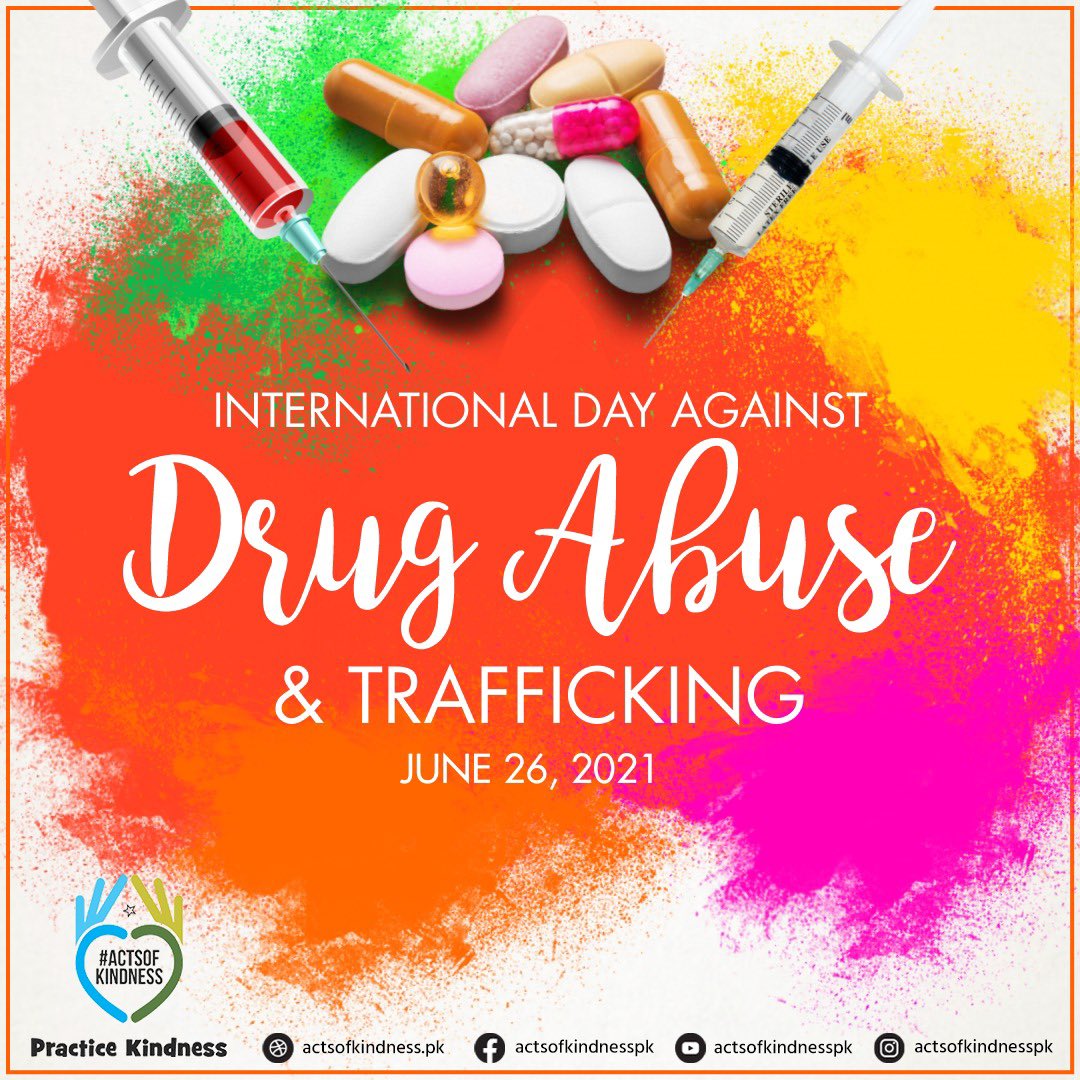 actsofkindnessp's tweet photo. 26 June is observed as the #InternationalDayAgainstDrugs abuse and Illicit Trafficking as an expression of determination to strengthen action and cooperation to achieve the goal of an international society free of #drugAbuse #DrugAbuseAwareness #DrugFreeSociety #ActsOfKindnessPK https://t.co/7HMWGVbzUf