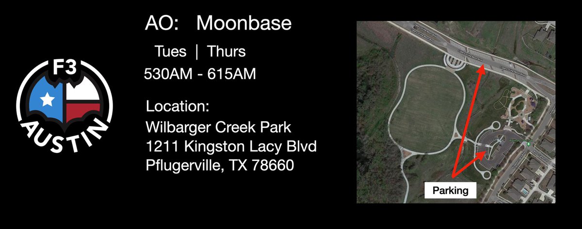 F3Austin's tweet photo. 🚨BIG NEWS: F3 Austin is launching the newest AO, Moonbase, in Pflugerville on Tuesday. 5:30a start at Wilbarger Creek Park. @F3Nation #pflugerville #f3austin https://t.co/PSetYELBcE