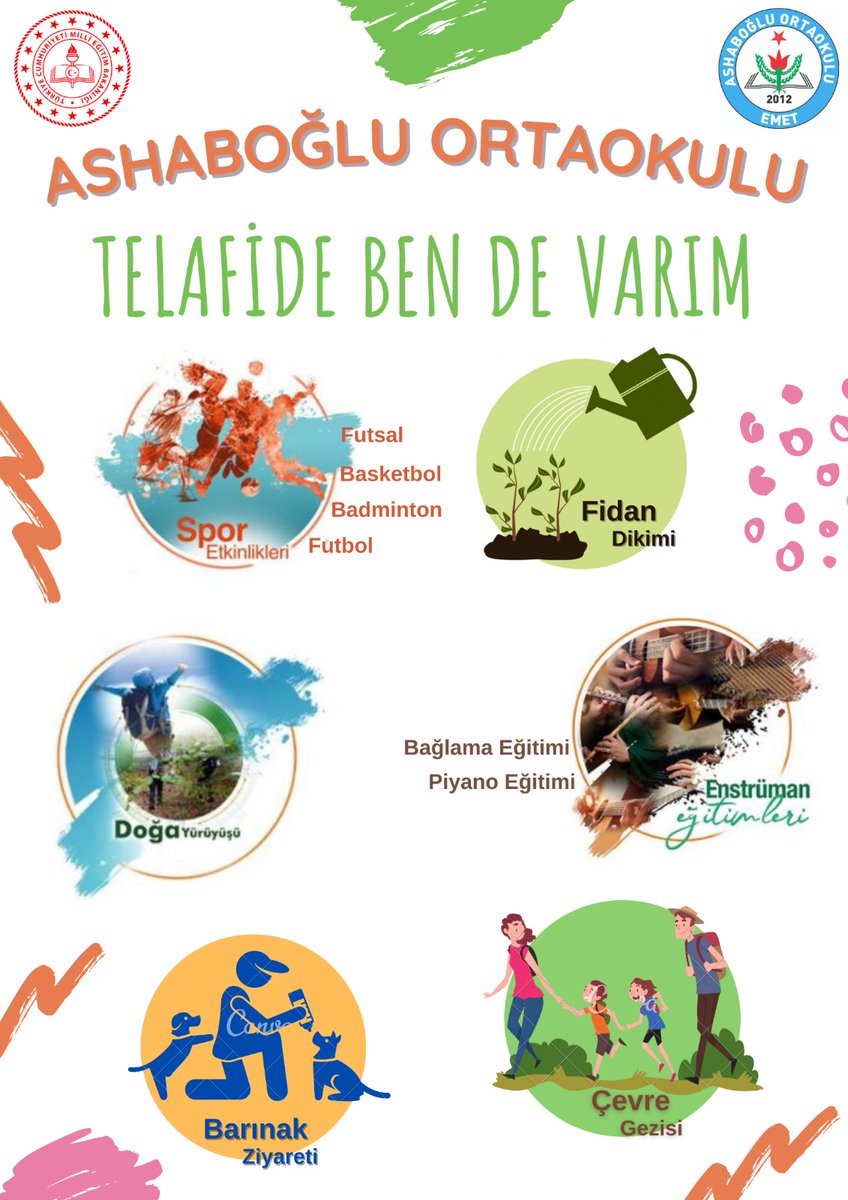 Telafide ben de varım etkinlikleri 5 temmuz- 31 Ağustos 2021 tarihleri arasında yapılacaktır.Eğitim faaliyetinin açılabilmesi için en az 12 kişilik öğrenci grubunun oluşması gerekmektedir. Ayrıntılı bilgi için lütfen okul yönetimine müracaat ediniz...