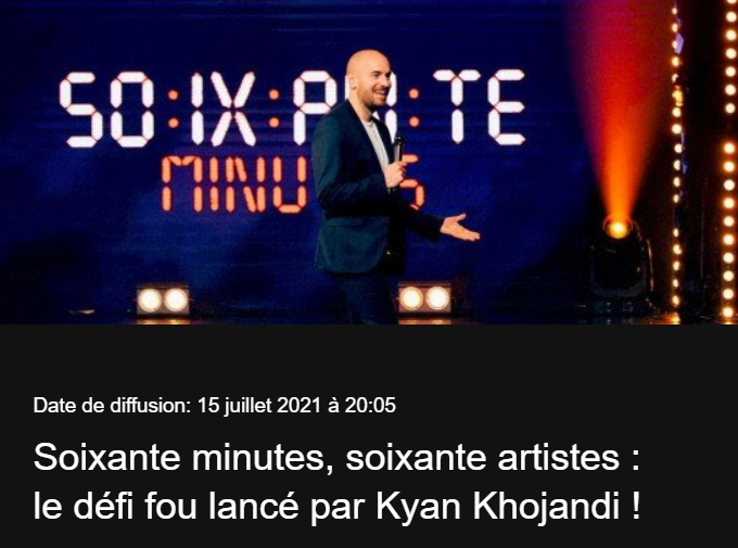 Vincent_Collin's tweet photo. "Soixante minutes, soixante artistes : le défi fou lancé par Kyan Khojandi !" et ce sera le 15 juillet sur @tipikrtbf #TIPIK.
Pour avoir vu le passage de @FannyRuwet, c'est juste parfait!
#QuelleEquipe https://t.co/Exocoy5urI