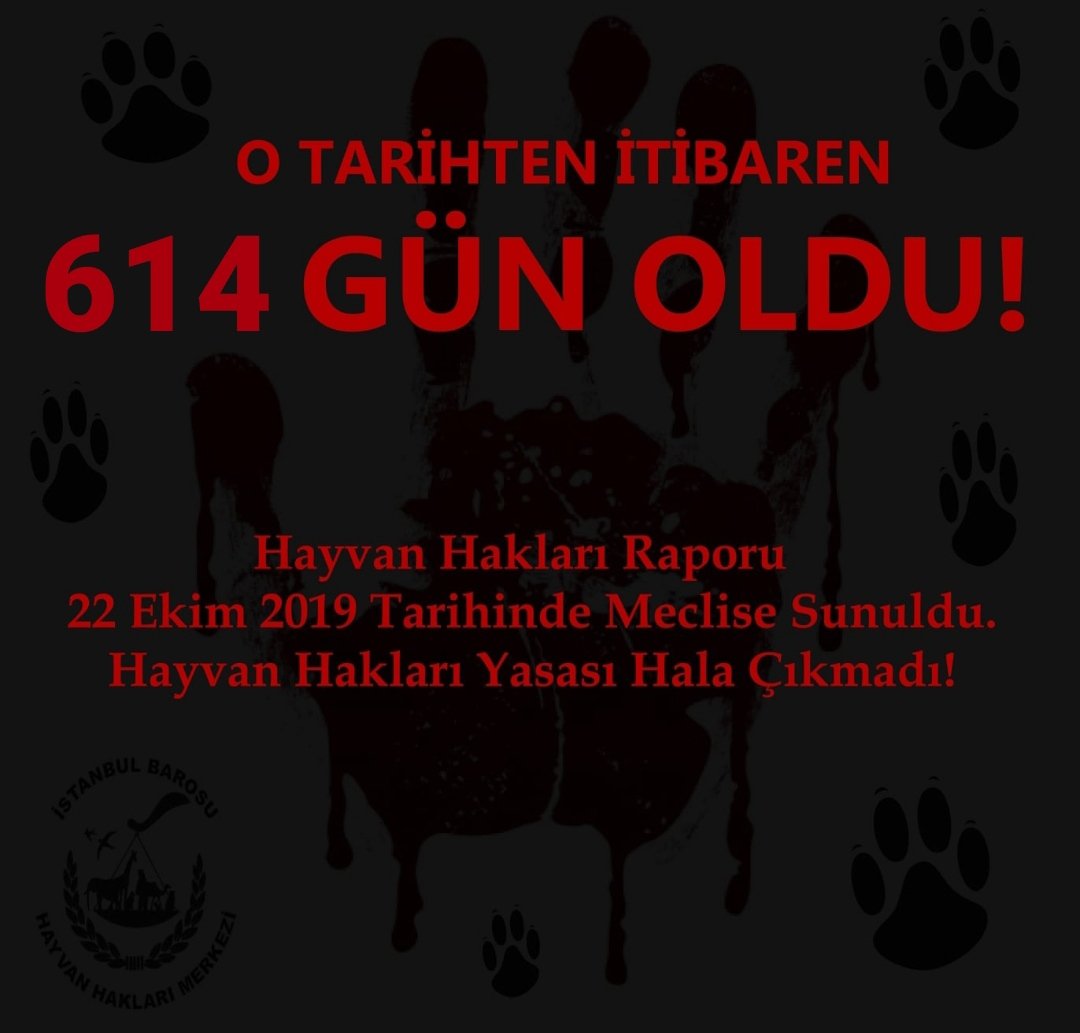 #KaçGünOldu ❓

TBMM #HayvanHakları Araştırma Komisyonunun Raporu, yayınlanalı 614 GÜN oldu!📌 

Ve biz hala Hayvan Hakları Yasasının çıkarılmasını bekliyoruz!📌

(Yasa çıkana kadar "Kaç gün oldu?" paylaşımlarımız, her gün devam edecektir. Paylaşım desteğinizi rica ediyoruz. 🙏🏾)