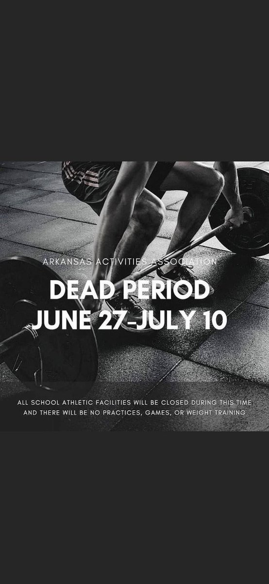 Reminder of the AAA dead period starting on June 27 and going through July 10.  Athletes enjoy your time off. The 2021-22 athletic seasons are just around the corner!!!