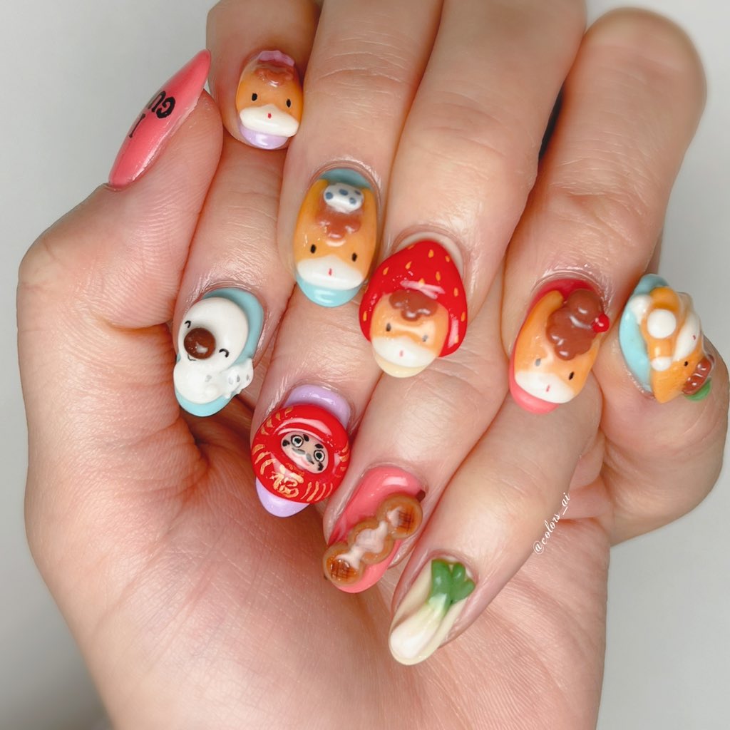 お客様オーダー ぐんまちゃん痛ネイル 群馬愛に溢れてます 痛ネイル Color Sすずきあいのイラスト