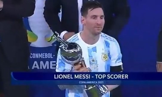 Cricketman2 Lionel Messi In Copa America 21 Best Player Of The Tournament Top Scorer Of The Tournament Won The Copa America Trophy What A Legend Absolute Goat Of The Game