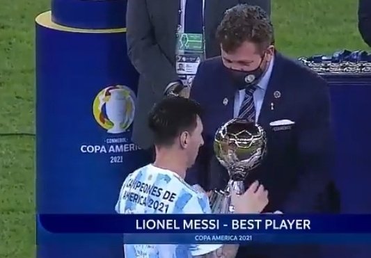 Cricketman2 Lionel Messi In Copa America 21 Best Player Of The Tournament Top Scorer Of The Tournament Won The Copa America Trophy What A Legend Absolute Goat Of The Game