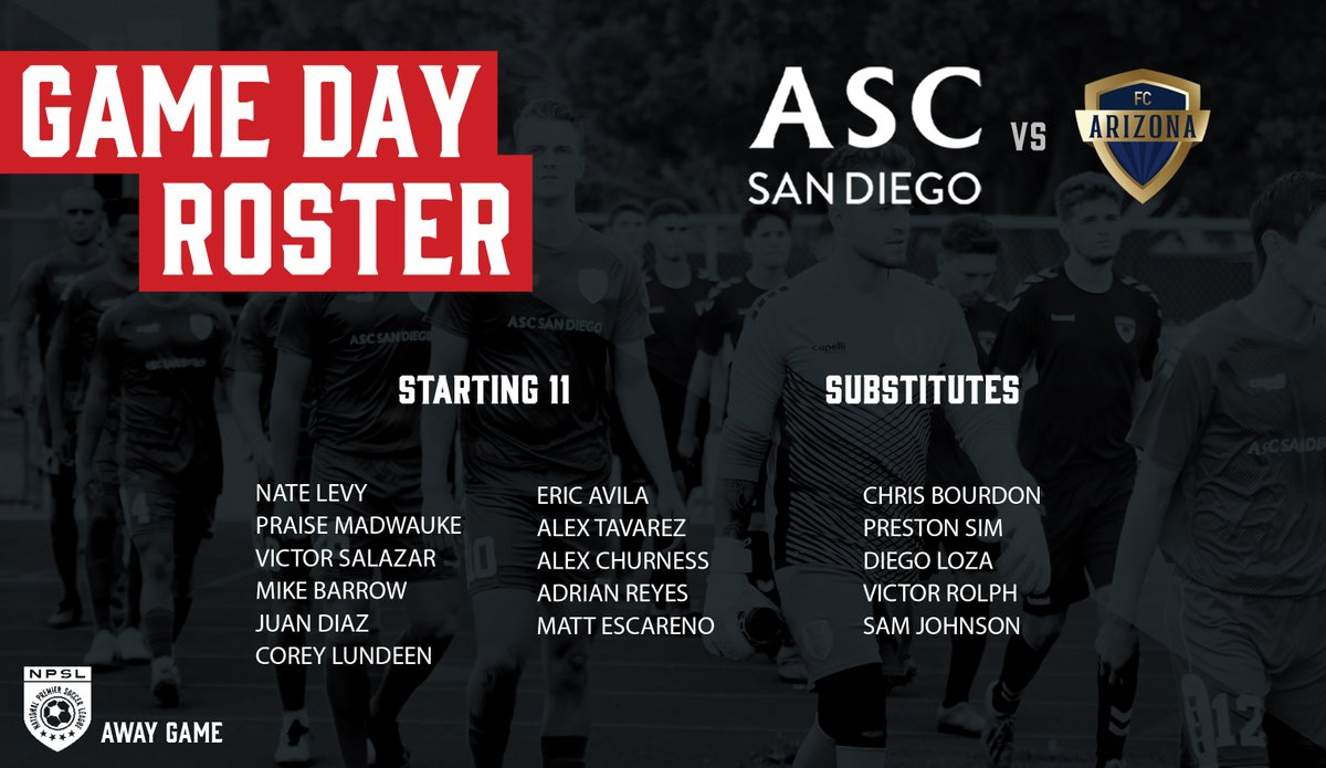 ascsandiego's tweet image. #ASCSD roster for their final match of the @NPSLSoccer 2021 regular season 🔥🔥 Game kicking off in 15 minutes... #GOASC !!!