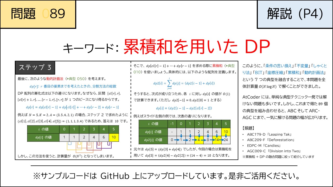 E8691 公開アカウント 日目の解説です 最後の土曜日ということで 満点解法には 不変量 しゃくとり法 Bit 座標圧縮 累積和 動的計画法 を詰め合わせてみました これらは典型 084 0 には出なかったテクニックです いよいよ 9 00 に最終 E8691 公開アカウント 日目の解説です 最後の土曜日ということで 満点解法には 不変量 しゃくとり法 Bit 座標圧縮 累積和 動的計画法 を詰め合わせてみました これらは典型 084 0 には出なかったテクニックです いよいよ 9 00 に最終