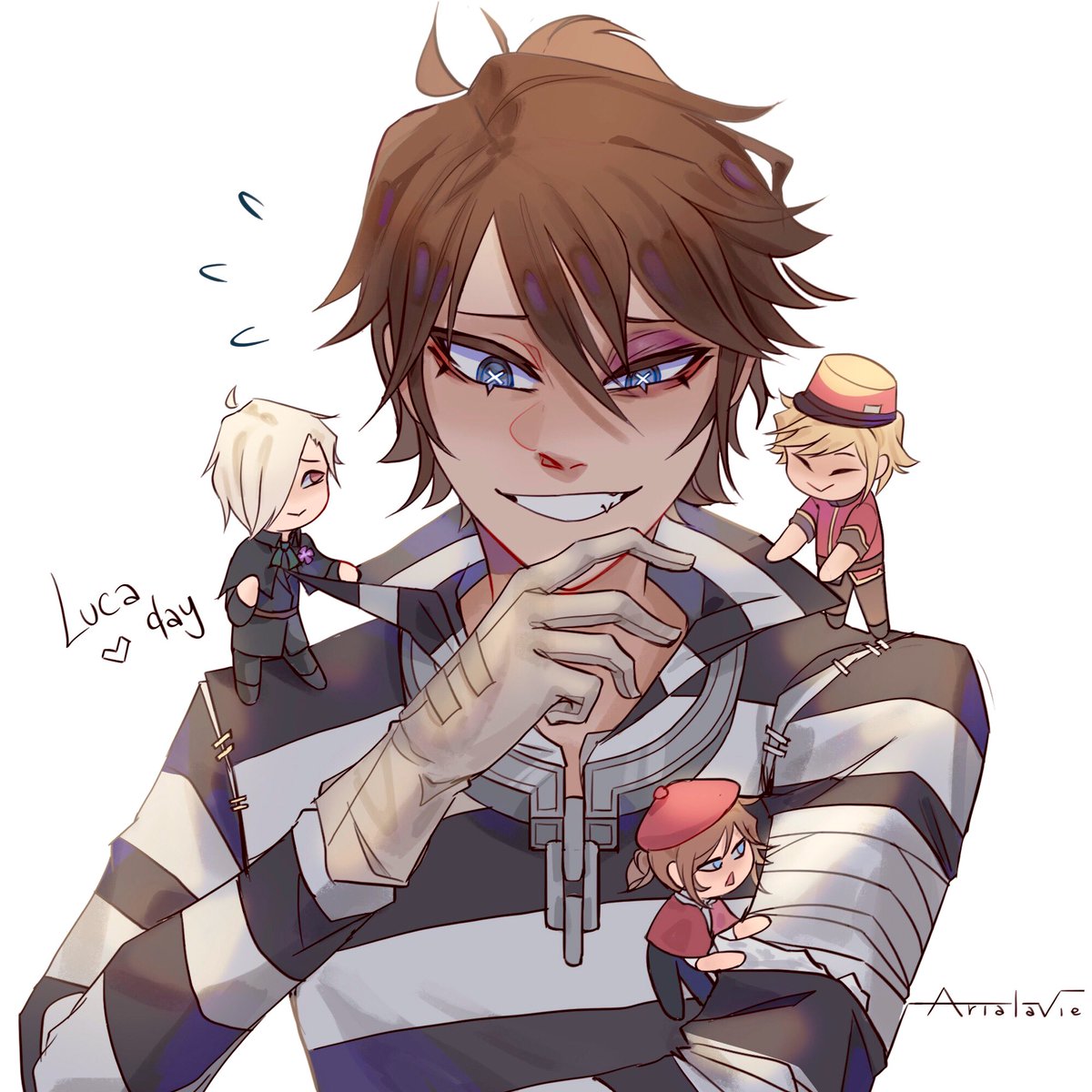 arialavie's tweet image. A quick drawing for Luca’s birthday!! 
I hate this man for making me love him so damn much #idvfanart #IdentityV #lucabalsa