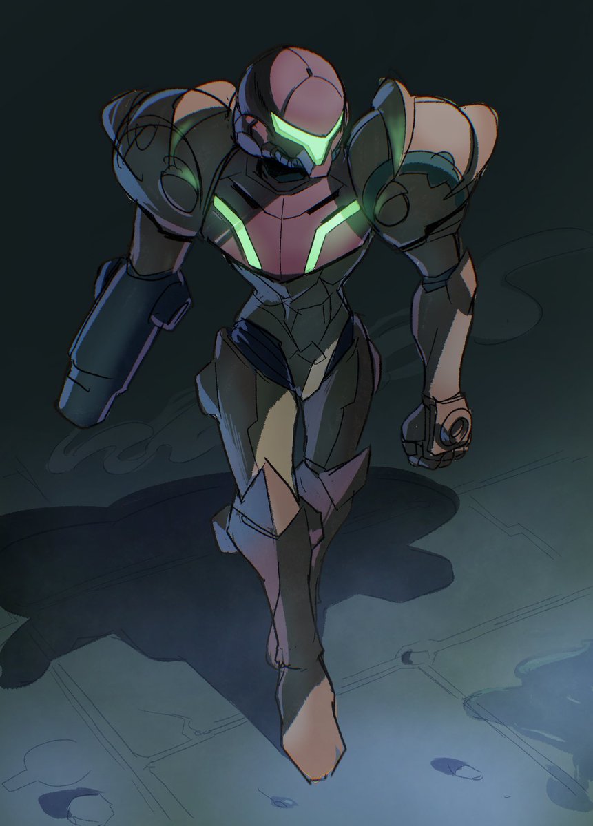 samus aran 1girl power suit (metroid) solo weapon helmet arm cannon power armor  illustration images