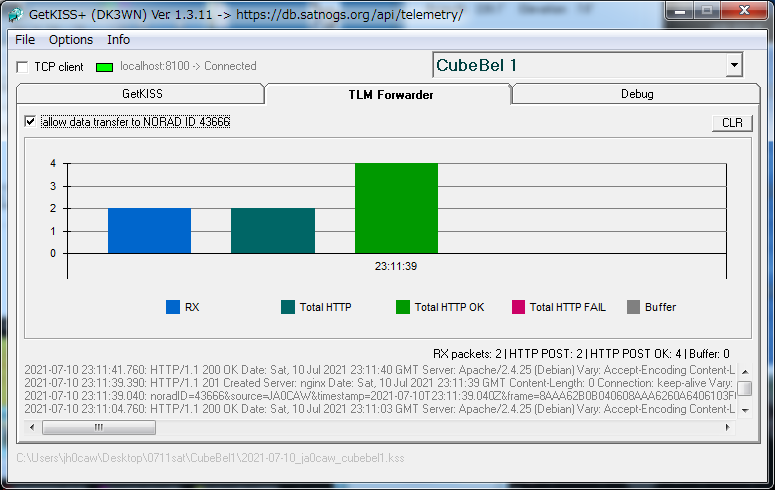 CubeBel-1 23:02 UTC 9K6 telemetry over Japan <a href="/BsuSat/">BSUSat</a> <a href="/EU1SAT/">Vlad Chorney ☮️</a> #cubesats 途中からTelemetry出始めた。