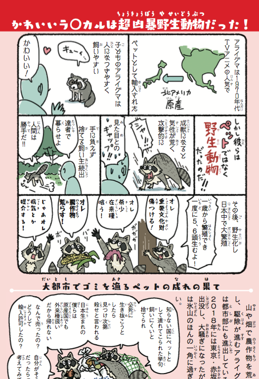 よくタヌキと間違えられるアライグマとハクビシンに関しては、拙著『侵略!#外来いきもの図鑑 もてあそばれた者たちの逆襲』(https://t.co/KS8lvQiP67)で詳しく紹介しているので、ご興味のある方は是非。あの五箇公一先生監修です。電子版もあります。 