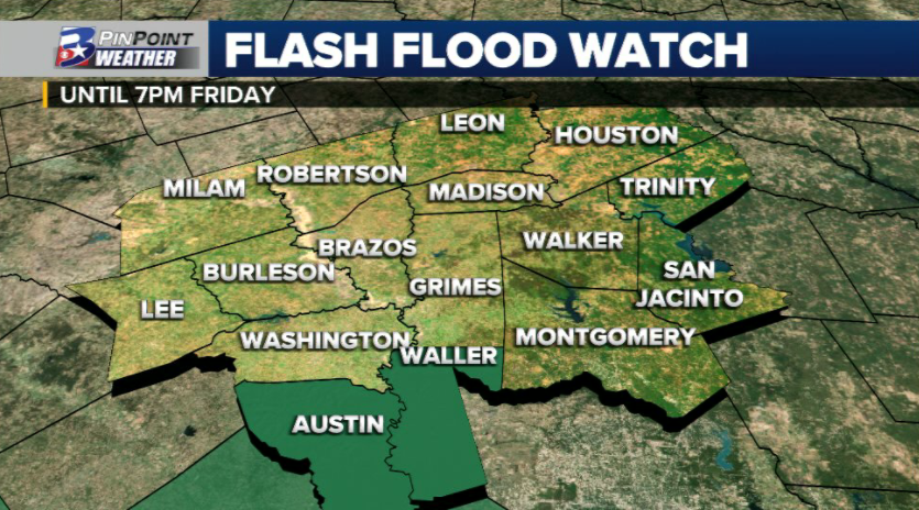 Waller County Flood Map Flash Flood Watch In Effect For Austin, Waller Counties