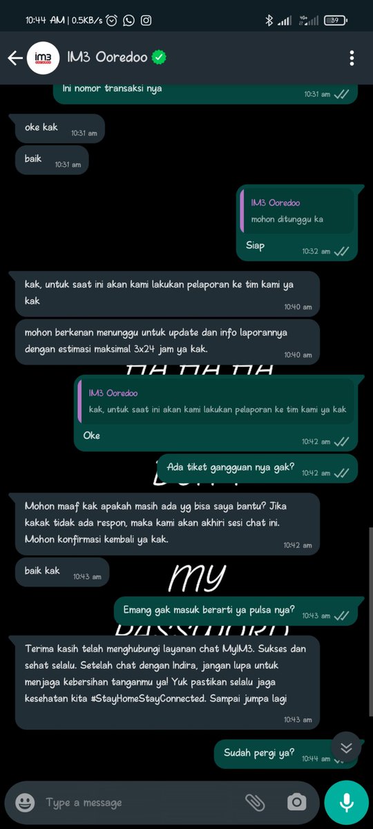 EYafizham's tweet photo. @IndosatCare halo , bisa di bantuk cek problem saya. 

Di WA masih gantung nih. https://t.co/OkHyqpwFMi