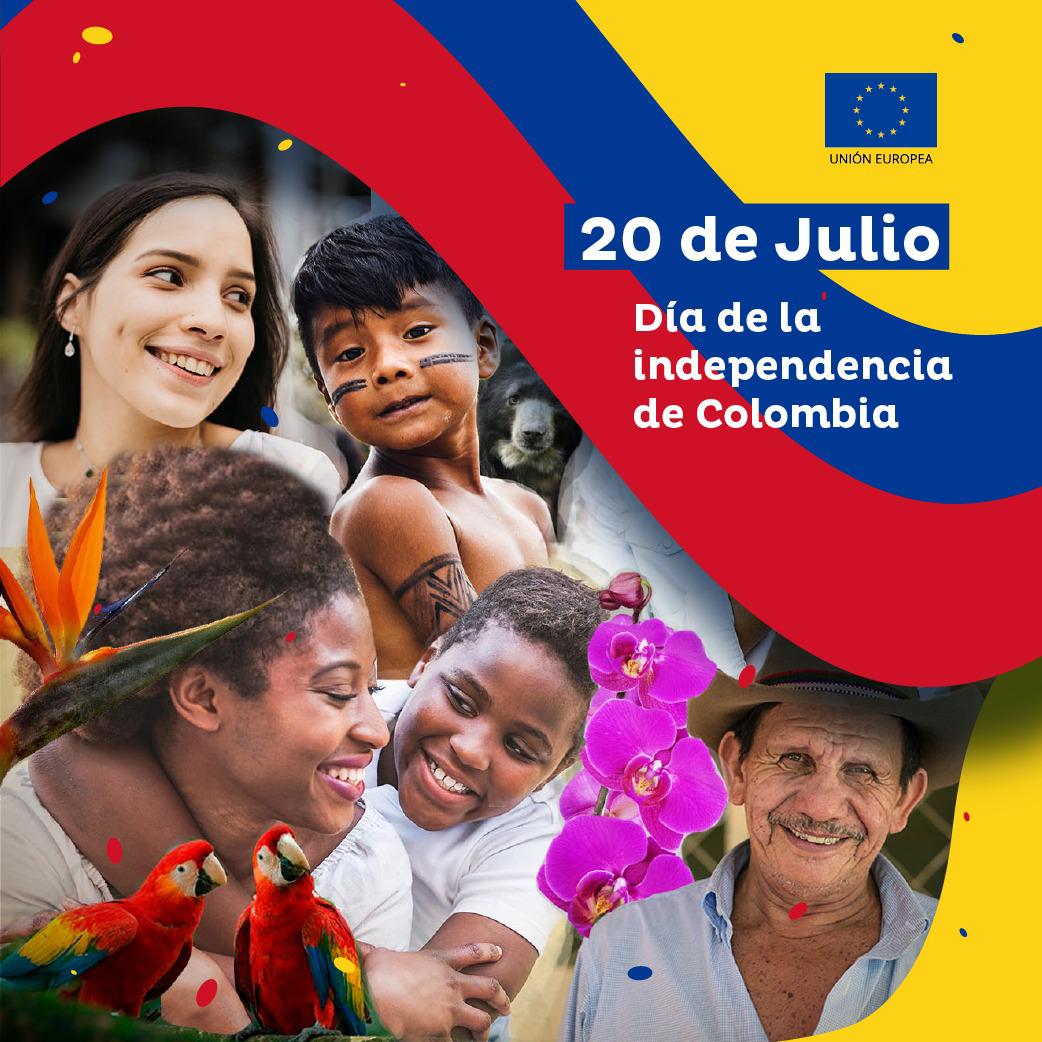 Hoy nos unimos a la conmemoración de  la independencia de Colombia. Esta fecha es una oportunidad para reconocer la igualdad, la diversidad y la inclusión como legado histórico de este suceso. ¡Feliz día de la independencia a l@s colombian@s!🇨🇴 #EuropaCreeEnColombia