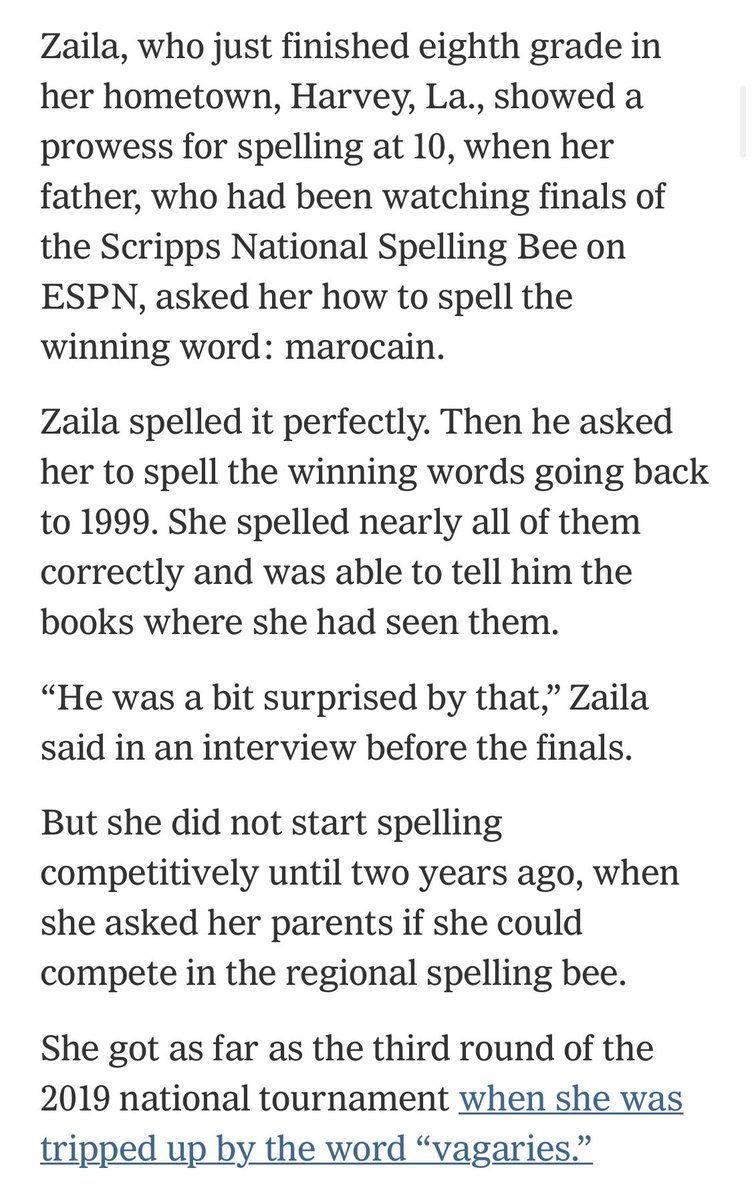 HayesBrown's tweet image. So what you’re telling me is that Zaila Avant-garde is not only the spelling bee champion, she is also The Most Interesting 14 Year-Old in America nytimes.com/live/2021/07/0…