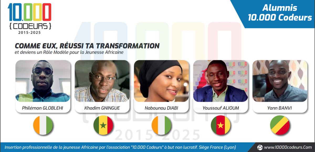 douglasmbiandou's tweet photo. Jeune d’Afrique : comme eux, choisi @10000codeurs pour t’accompagner vers une carrière professionnelle dans les métiers du Numérique https://t.co/z7mPbsG3nJ https://t.co/glI9mtjxU2