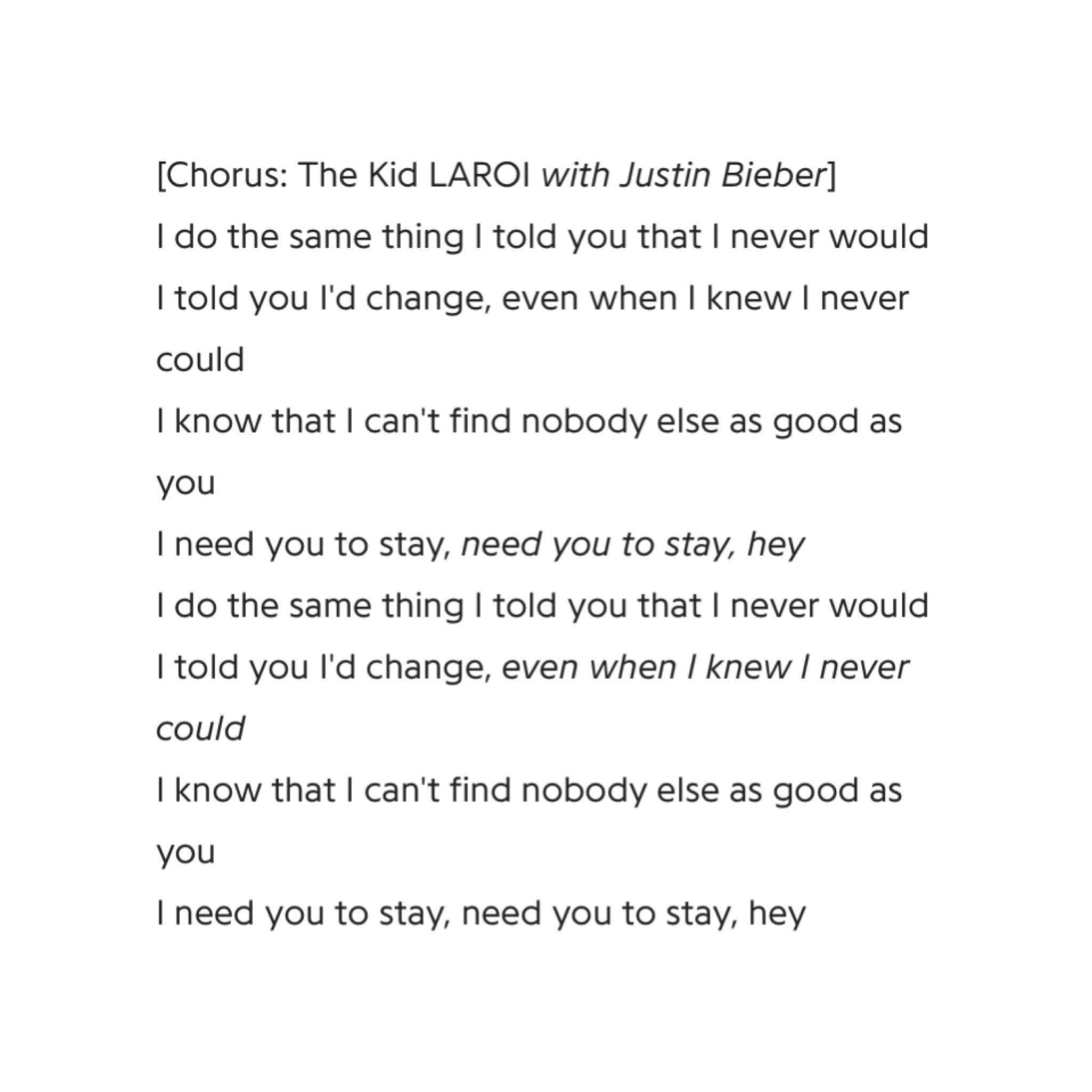 Comme des gar?ons hot sale iggy lyrics justin bieber