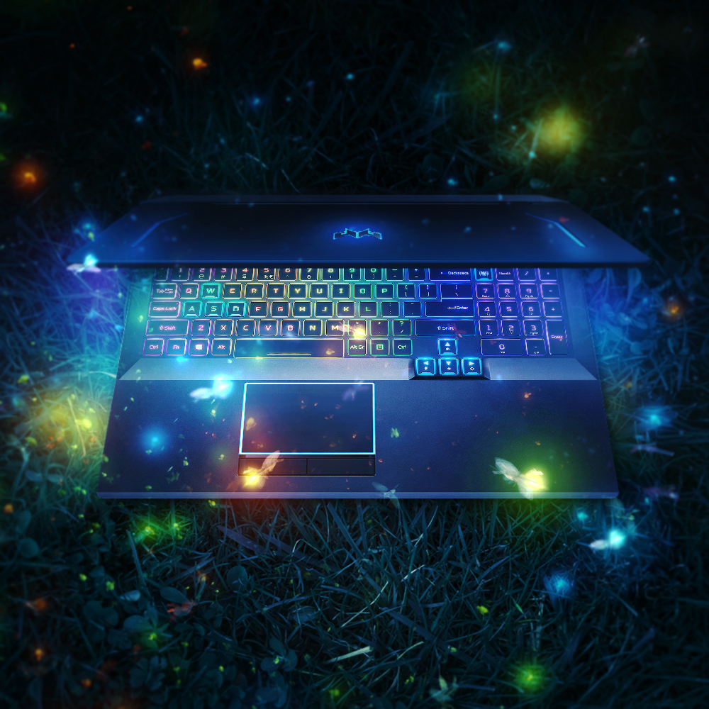 PredatorGaming's tweet photo. Beware the deadly light of the #Helios500’s RGB keyboard and 4K AUO Mini LED 120 Hz display.