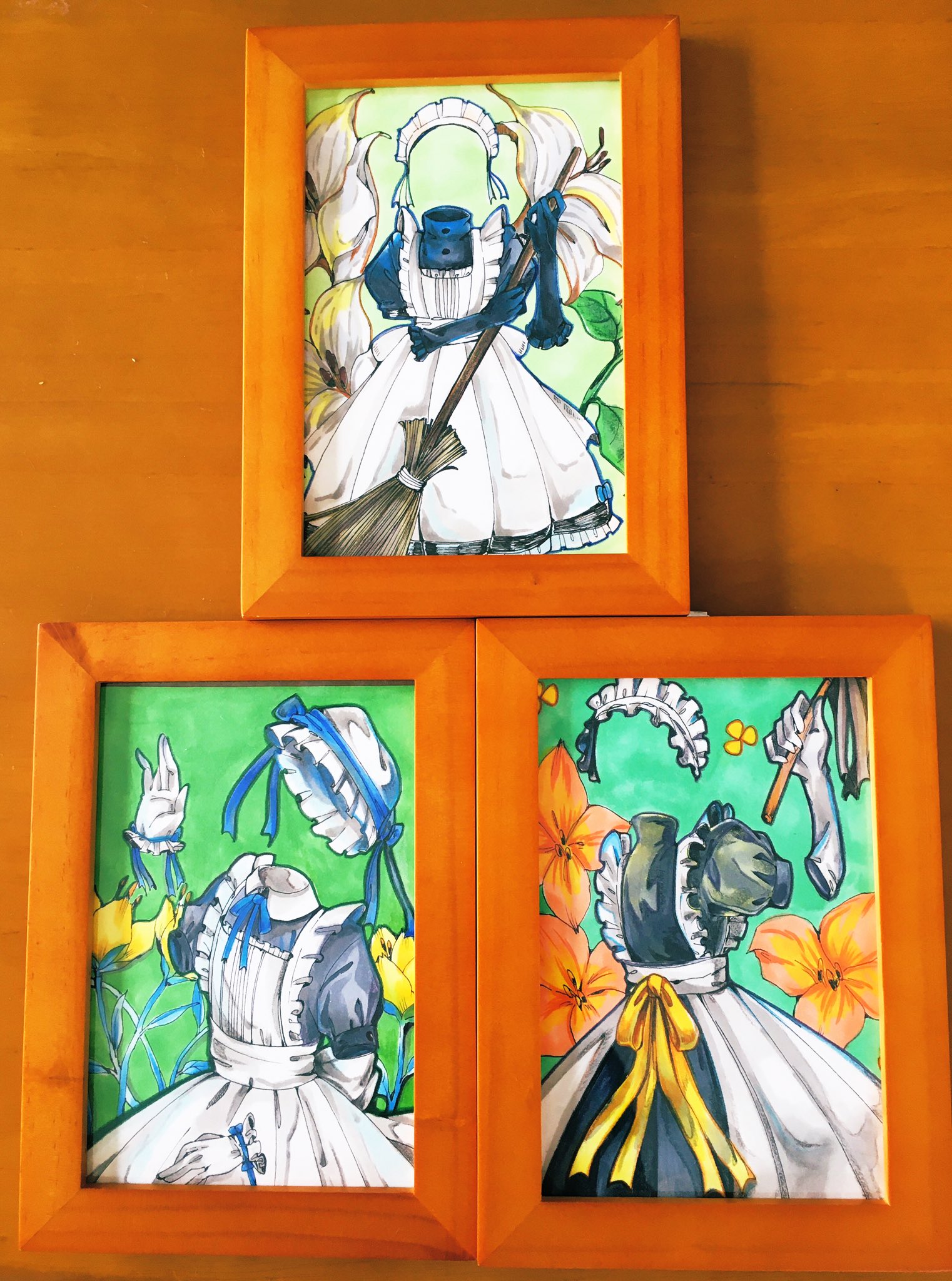 キミドリ おはようございます ギャラリーiyn様企画和風 メイドと洋風メイド展 7 23 8 3 に参加致します メイン作品1点 サイズ 小作品3点 はがきサイズ ドローイング3点です コピック 色鉛筆で描いてます よろしくお願いします 和風メイド