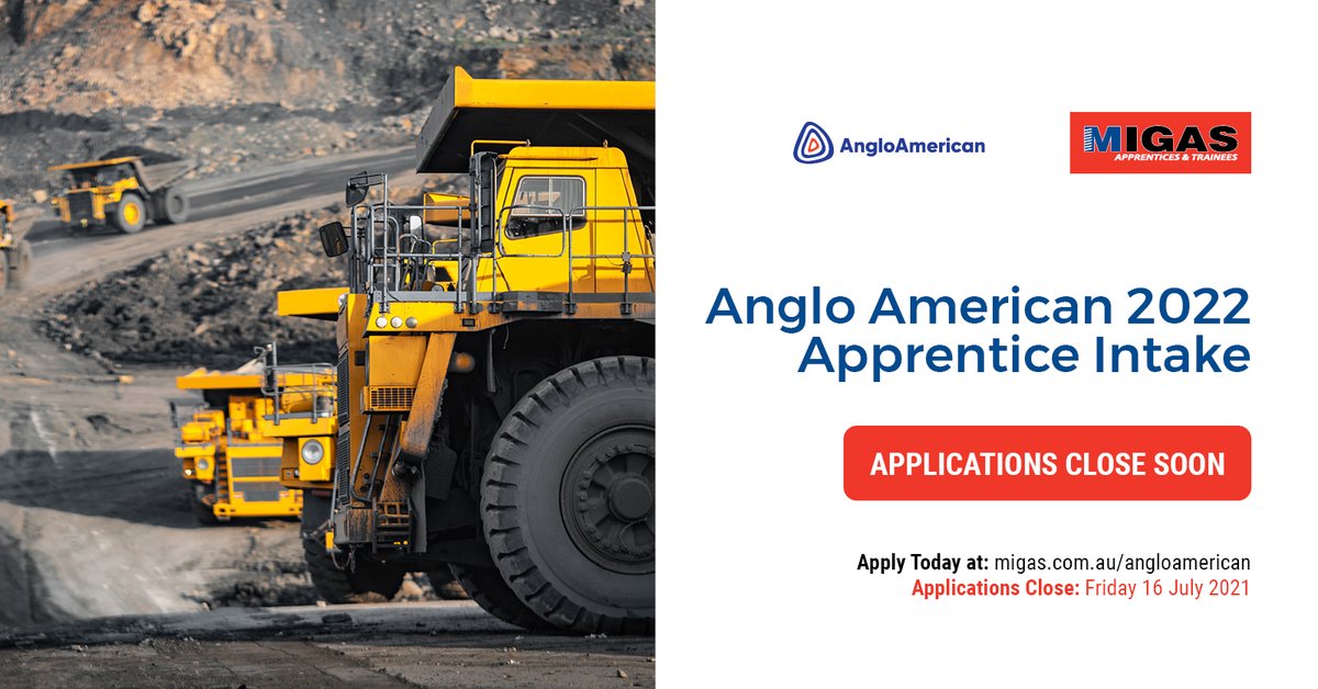 MIGASApprentice's tweet image. Next week is your last chance to get your applications in for the Anglo American 2022 Apprentice Intake. To see all the roles available visit:
migas.com.au/angloamerican

#apprenticeships #mining