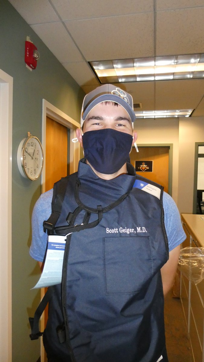Great to see our recent graduate Dr. Scott Geiger who visited us today @PennStUrology and modeled his personalized lead apron - he says he'll be taking part I (Qualifying Exam) of the <a href="/ABUrology/">ABU</a> tomorrow.  Even masked, we know that he's happy!