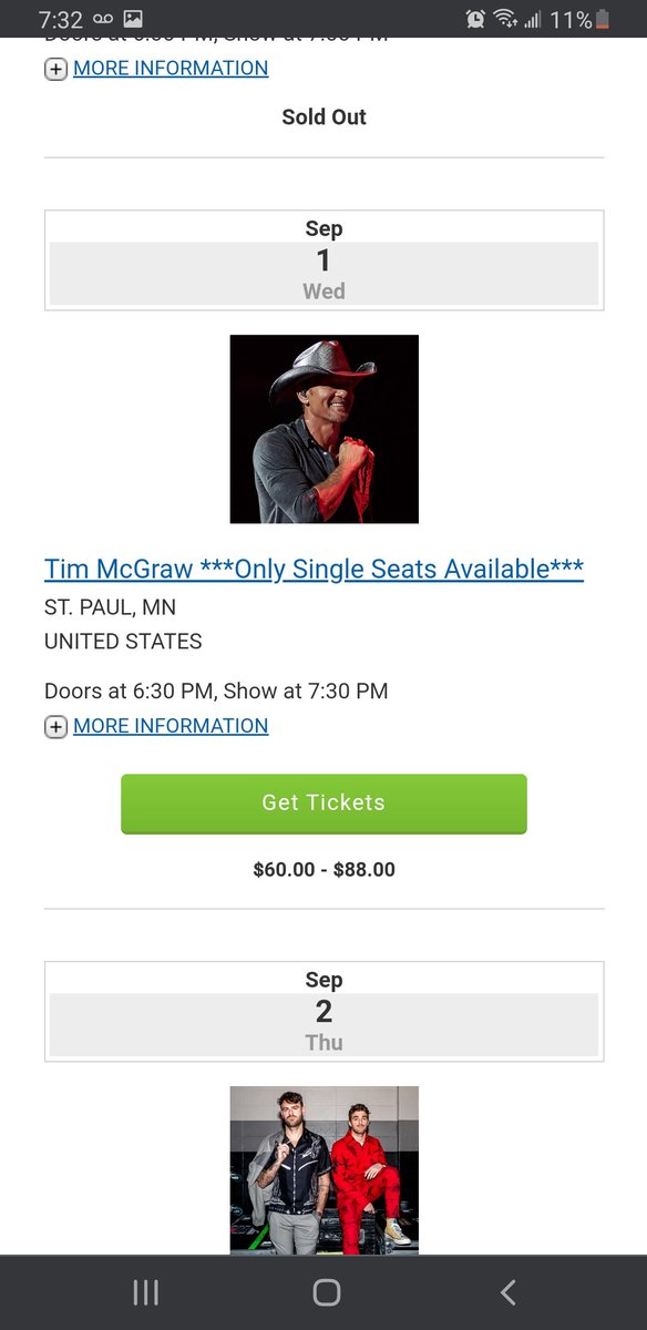 Nindiggy's tweet photo. @TheTimMcGraw idk if you'd care but people are trying to profit off your tickets in MN. It is way over the most expensive ticket price you have. Just thought you'd like to know... #EndScalping https://t.co/hSNfpPPkml
