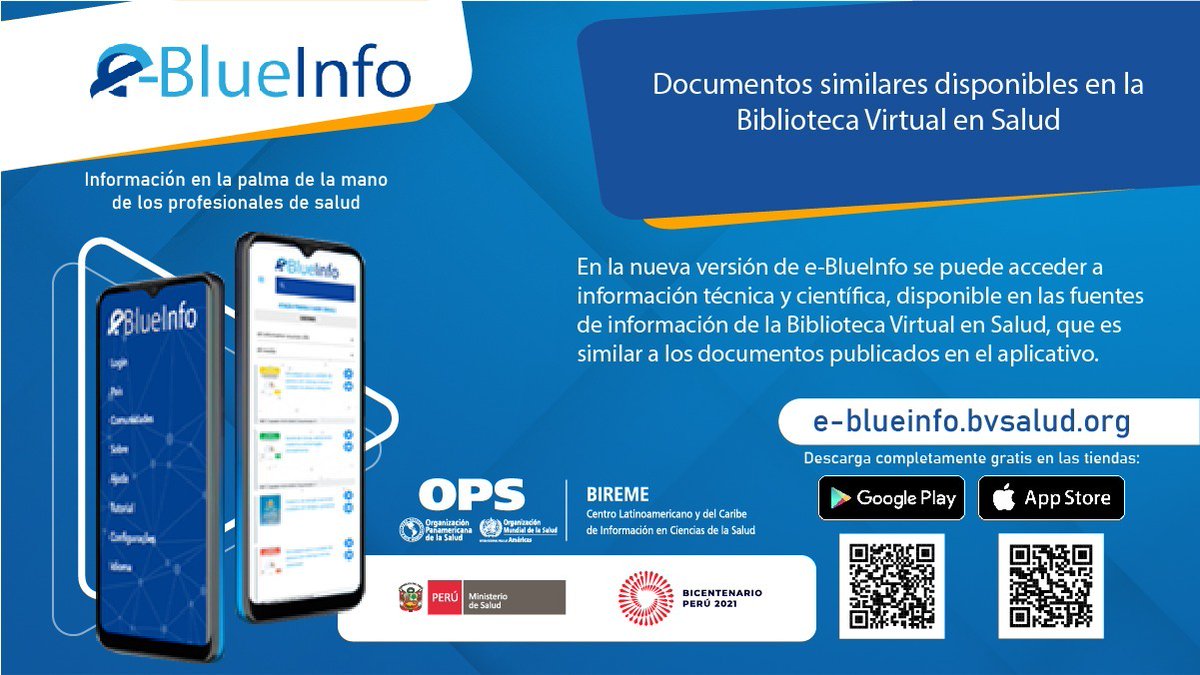Minsa_Peru's tweet photo. Con #eBlueInfo puedes acceder a información de interés y a documentos similares de la BVS regional.
✅ Descubre más de sus nuevas funcionalidades en https://t.co/q5yRHwvY1P
📲 Descarga gratis el App #eBlueInfo aquí: https://t.co/QmUEhh23Vp https://t.co/DBeS74qq2z