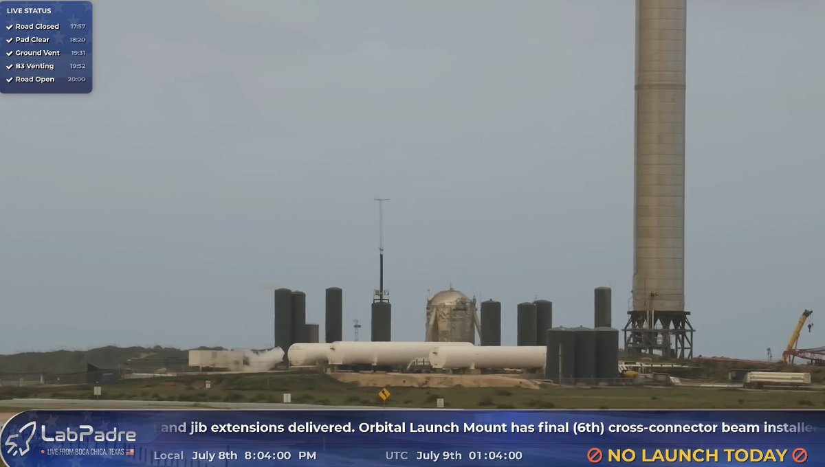 WatchersTank's tweet image. Highway-4 is now open, indicating testing is done for the night. Based upon the little venting from Booster 3 it looks like an ambient pressure test likely took place.

📸@LabPadre 

#SpaceX @elonmusk