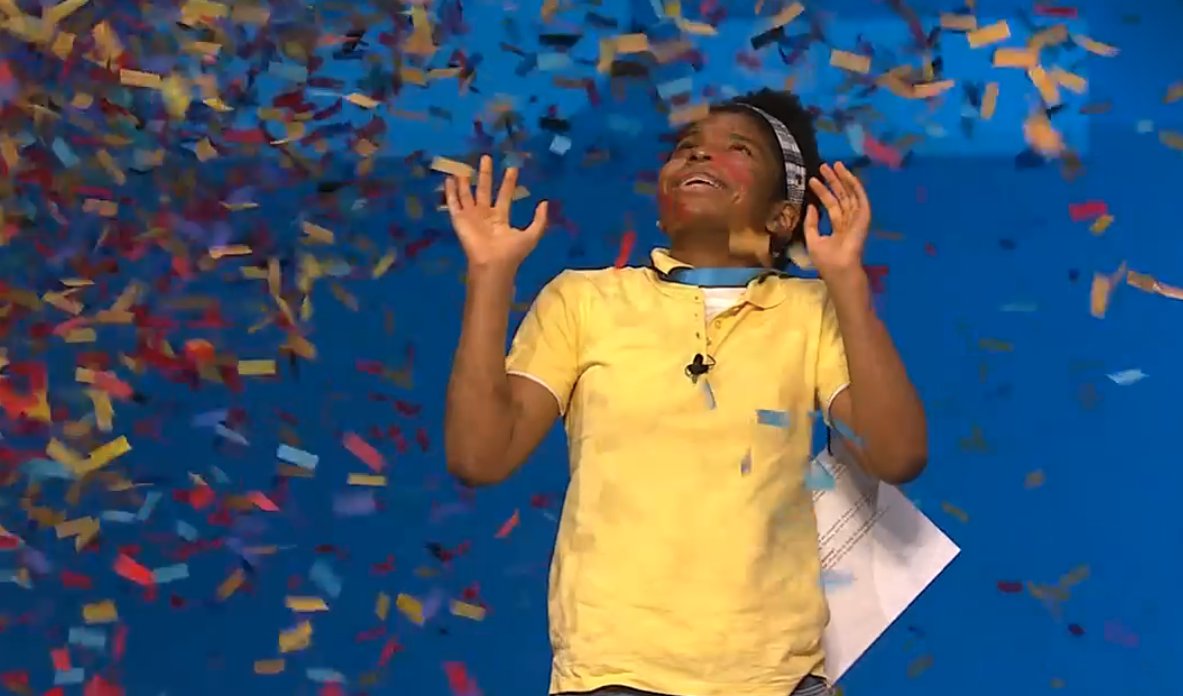 The first champion from Louisiana, #Speller133 Zaila Avant-garde wins the Scripps Cup! #SpellingBee #TheBeeIsBack