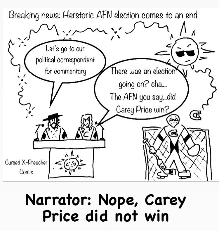 DavidHBird's tweet image. Bummer, I hoping for Carey Price too. Congrats to RoseAnne Archibald. #AFNElection #CareyPrice #cursedxpreachercomix #comics