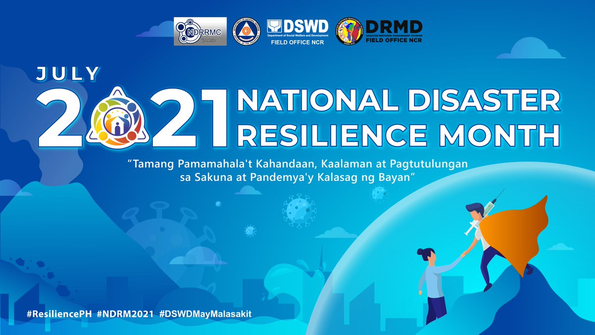 Ang DSWD NCR - Disaster Response Management Division ay nakikiisa sa obserbasyon ng 2021 National Disaster Resilience Month na may temang: "Tamang Pamamahala't Kahandaan, Kaalaman at Pagtutulungan sa Sakuna at Pandemya'y Kalasag ng Bayan".

#DSWDMayMalasakit
#NDRM2021