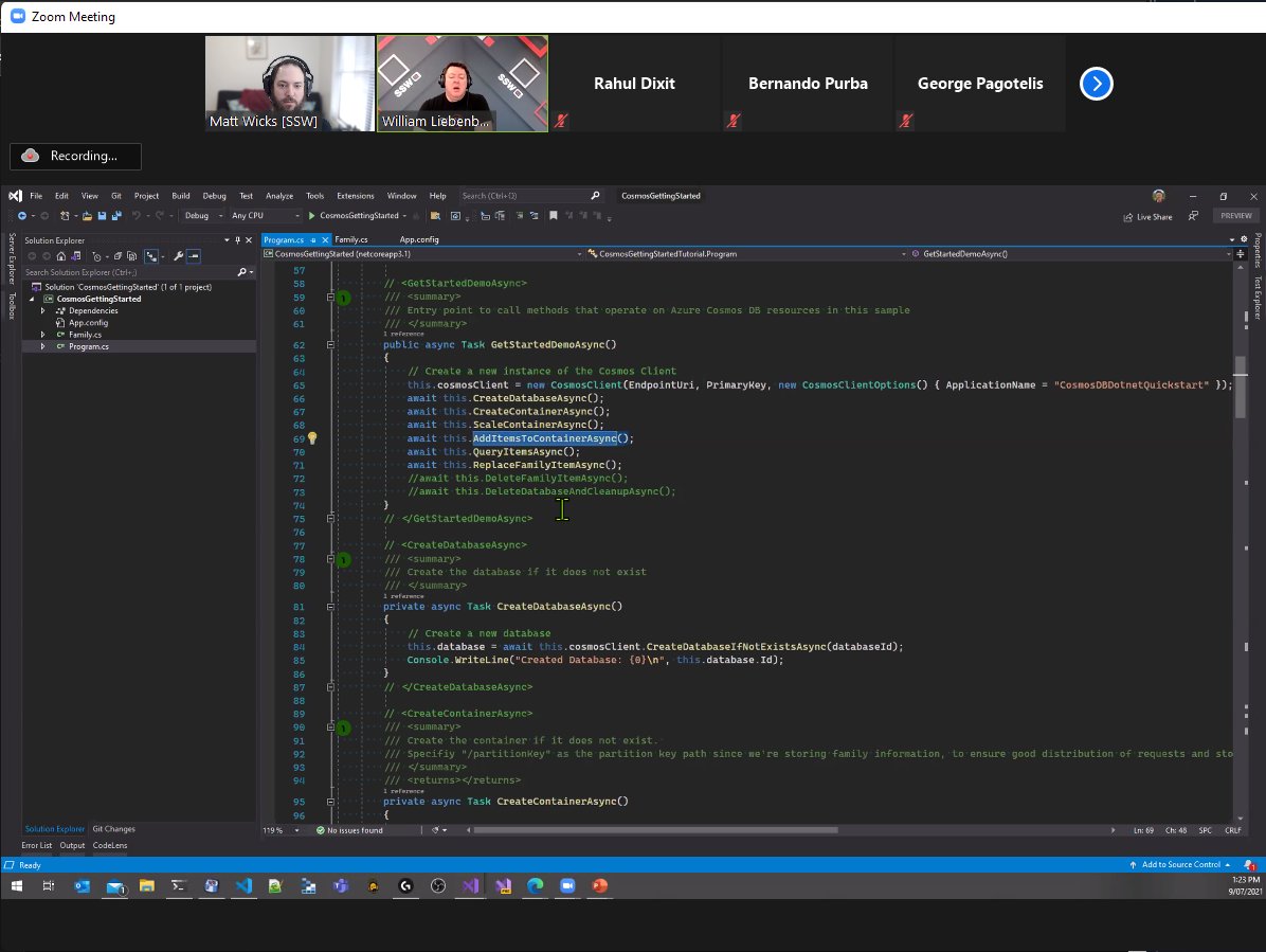 matteightyate's tweet image. .@William_DotNet sharing his 💘of @AzureCosmosDB with everyone #AzureSuperpowers @SSW_TV