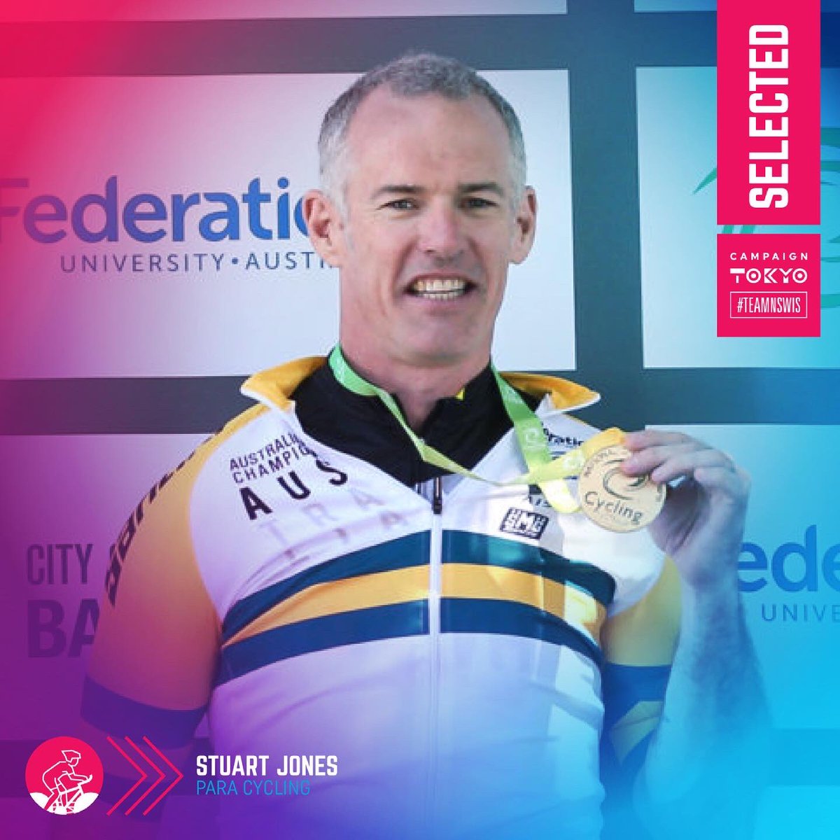 The <a href="/AUSParalympics/">AUS Paralympic Team</a> Tokyo selections continue! 🇯🇵

Congratulations to our newly selected para cyclists Gordon Allan, Stuart Jones &amp; Amanda Reid 🙌🚴‍♂️

nswis.com.au/campaigntokyo/

#ReadySetTokyo #TeamNSWIS